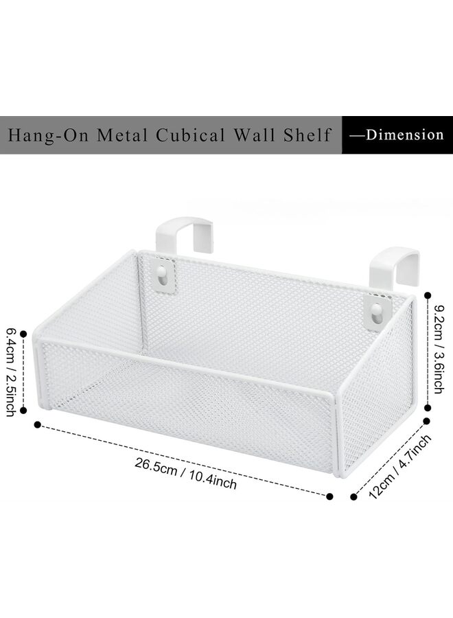 LAMAY Cubicle Shelf - Hanging Floating Shelves Storage Organizer for Office Wall/Desk Partitions Easy Hang-on Metal Mesh Cubicle File Holder with 5 Pairs Plastic Hangers - Image 3